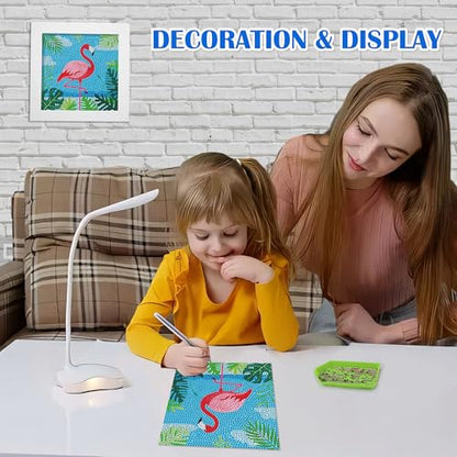Leixonl Diamond Art Kits for Kids with Framed (7 in) Cartoon Animals DIY Gem Art Painting - Arts & Crafts Gifts for Beginners & Teens (Flamingo) - color: Flamingo