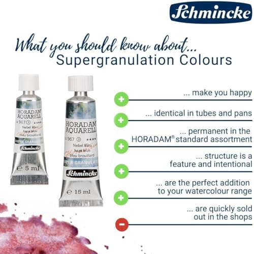 Schmincke - HORADAM® AQUARELL, Super Granulation, 14 916 001 Urban Yellow, 5 ml tube, very strong granulating colors, finest, super granulating watercolors - color: 916 urban yellow