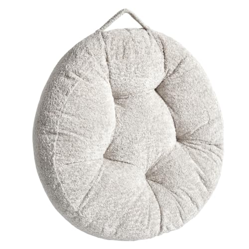 Floor Pillow, Large Meditation Sitting Cushion with Handle | for Tatami, Living Room, Yoga Use for Adults and Kids (1, Round, Light Gray, 22" x 22" x 6") - color: Round, Light Gray