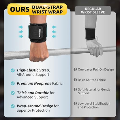 CAMBIVO 2 Pack Wrist Brace for Carpal Tunnel with wraps, Black - color: Black
