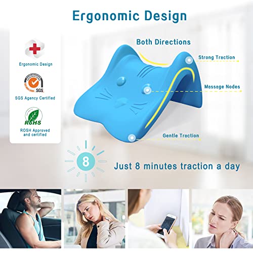 Neck Stretcher for Neck Pain Relief,Cervical Traction Device Pillow,Neck and Shoulder Relaxer for TMJ Pain Relief and Cervical Spine Alignment,Chiropractic Pillow Neck Posture Corrector