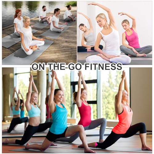 Funtery 3 mm Thin Yoga Mats Bulk, 68 x 24 Inches Lightweight PVC Exercise Mats Non Slip Workout Fitness Pads for Yoga Pilates Stretching Classes Gym Home Studio - color: Grey