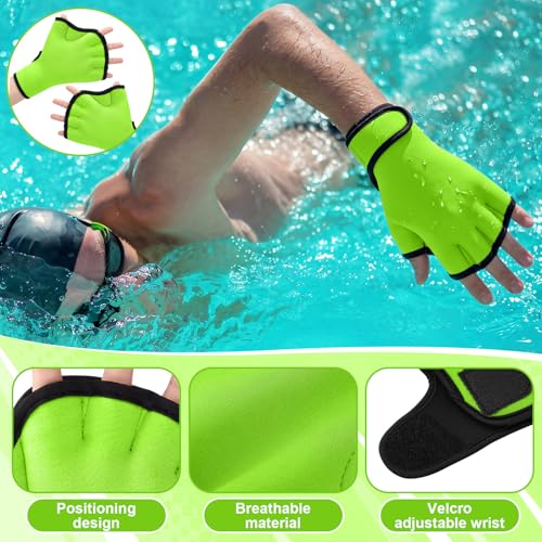Hollowfly 6 Pcs Water Aerobics Equipment Set Full Body Pool Exercise Kit, 2 Aqua Dumbbells, 2 Adjustable Ankle/Wrist Weights, 2 Webbed Swim Gloves, Low Impact Aquatic Workout Gear - color: Green, size: 2.5lb