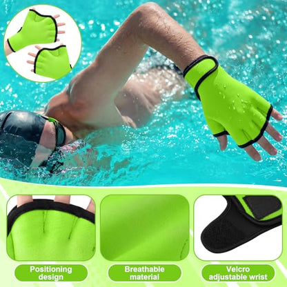 Hollowfly 6 Pcs Water Aerobics Equipment Set Full Body Pool Exercise Kit, 2 Aqua Dumbbells, 2 Adjustable Ankle/Wrist Weights, 2 Webbed Swim Gloves, Low Impact Aquatic Workout Gear - color: Green, size: 2.5lb