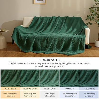 100% Cotton Muslin Blanket for Adult 50x70 4-Layers Gauze Throw - color: Dark Green, size: 50x70 inch