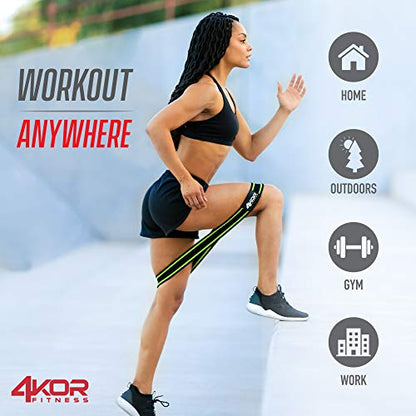 4KOR Fitness Resistance Loop Band Set, Perfect for Crossfit, Yoga, Physical Therapy, and Booty Building - color: 2 Inch Hip Bands 3 Piece Set/ Grippy/ Medium