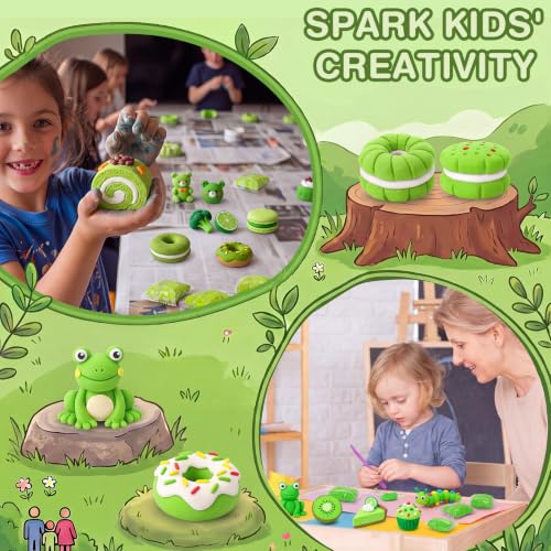 VioraWhite 100 Pcs Air Dry Clay Bulk Modeling Clay for Kids Lightweight Foam Modeling Clays DIY Molding Clays for Kids Adults Crafts Gifts School Project Supplies (Green) - color: Green