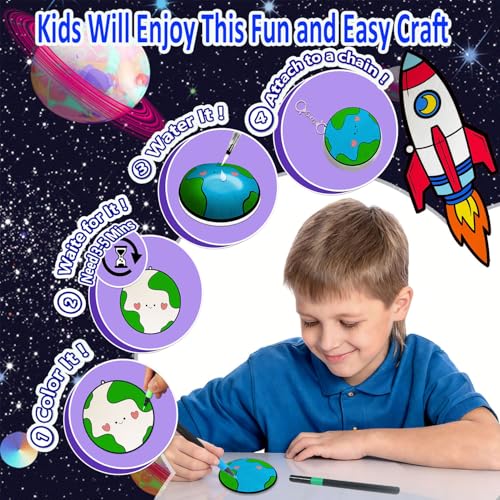 mom&myaboys 3D Aqua Puff Art Kit for Kids - Mess-Free Magic Water Painting Craft, DIY Color & Inflate Animals Activity, Creative Travel Gift for Girls & Boys Ages 4-10 (Outer Space) - style: outer space