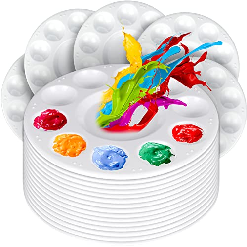 FANDAMEI 20PCS Paint Palette, Paint Tray Palette, Round Paint Trays | Painting Supplies for Kids & Adults, Plastic Paint Palette Tray, Paint Pallets for Students or School Art Painting or Project