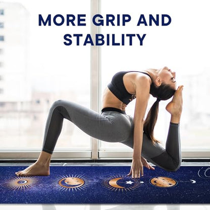 Yoga Towels, Non Slip Hot Yoga Mat Towel with Grip Dots,Super-Absorbent Soft Microfiber Yoga Blanket for Pilates, Fitness and Workout 72inch x 24inch - color: Moon