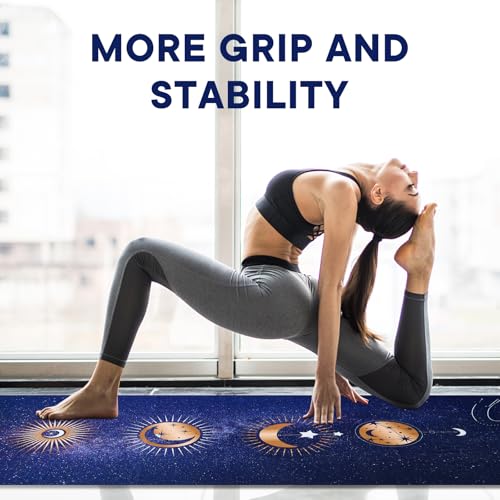 Yoga Towels, Non Slip Hot Yoga Mat Towel with Grip Dots,Super-Absorbent Soft Microfiber Yoga Blanket for Pilates, Fitness and Workout 72inch x 24inch - color: Moon