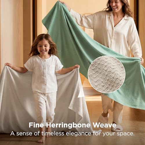 Bedsure GentleSoft 100% Cotton Blanket Full Size for Bed - Breathable and Lightweight, Soft Cozy Textured Herringbone Woven Blanket for Summer Spring, Linen Beige, 80x90 inches - color: 01 - Linen Beige, size: Full