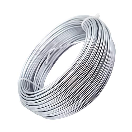 INSPIRELLE 12 Gauge Silver Aluminum Craft Wire Bendable Metal Wire | 98 Feet for Jewelry Craft Making - color: Silver, size: 12 Guage (2.0mm)