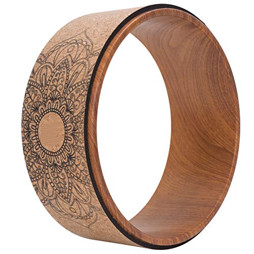 Cryfokt Yoga Wheel, High Density PU Roller for Back Pain Relief | Flexible & Tear-Resistant, Stretching & Flexibility Aid, Premium Quality Roller for Aches & Tension - color: Wood grain inner ring