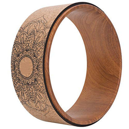 Cryfokt Yoga Wheel, High Density PU Roller for Back Pain Relief | Flexible & Tear-Resistant, Stretching & Flexibility Aid, Premium Quality Roller for Aches & Tension - color: Wood grain inner ring