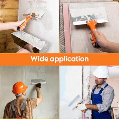 Matework 8 Inch Spackle Knife Tools, Putty Knife Scraper, Ergonomic Grip Tapping Knife with Hammer End for Drywall Work - color: 8 Inch