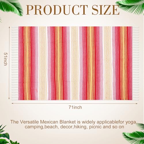 Oudain 4 Pcs Mexican Blankets Bulk Handwoven Mexican Yoga Blanket Towel Colorful Falsa Serape Woven Throw Blanket Boho Beach Blankets for Outdoor Camping Beach Picnic Travel Home (Light Colors) - color: Light Colors