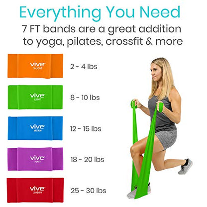 Vive Resistance Bands for Working Out (5 Pack) - Exercise & Workout Resistance Kit - Stretch, Elastic Loop Bands for Physical Therapy, Pilates, Yoga & Gym, for Men & Women - style: Flat