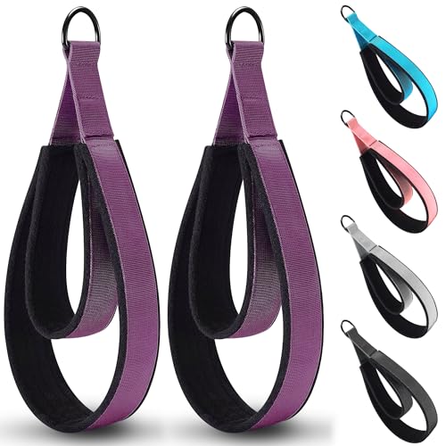 2PCS Comfortable Enhanced Thickness Pilates Double Loop Strap - D-Ring Strap for Home Gym & Yoga Workout Accessories - color: Purple