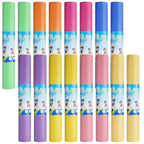 Funtery 3 mm Thin Yoga Mats Bulk, 68 x 24 Inches Lightweight PVC Exercise Mats Non Slip Workout Fitness Pads for Yoga Pilates Stretching Classes Gym Home Studio - color: Pastel