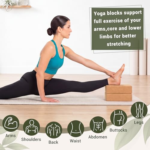Outus 2 Pcs Yoga Accessories Cork Yoga Blocks Set 2 Cork Fascia Balls 5 Gray Gradient Series Resistance Bands 2 Black Socks and Balck Stretching Strap for Women Pilates, Stretching and Toning
