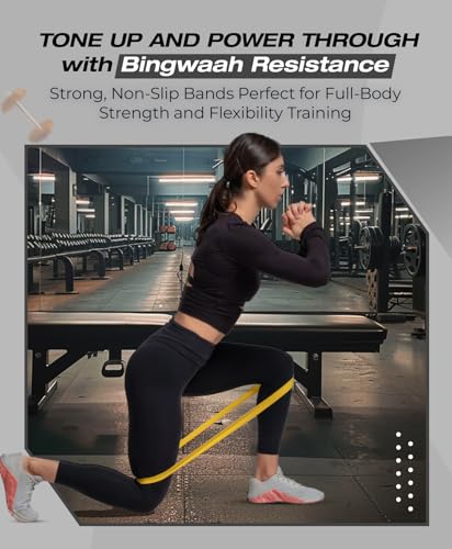 Bingwaah Loop Resistance Exercise Bands – Fabric & Elastic Sets of Exercise Bands for Strength Training - Rehab, Yoga, Pilates & Home Workout with Instruction Guide