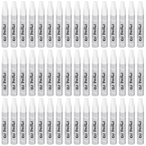 48 Pcs White Soft Oil Pastels Bulk Artists Oil Crayons Single Color Hexagonal Creamy Pastel for Artists Beginners Painting Drawing Relaxing Blending - color: White