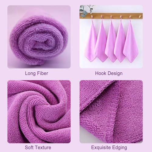 Premium Microfiber Cleaning Cloths, Ultra Absorbent Lint-Free Reusable Towels for Kitchen, Glass, Countertops, Stainless Steel & Household Cleaning, 400 GSM, 12" x 12" - color: Purple