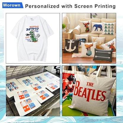 Worown 8 x 10 Inch Aluminum Silk Screen Printing Frame with 110 White Mesh, and Including 4 x 6 Inch Wooden Screen Printing Squeegee - size: 8 x 10 Inch
