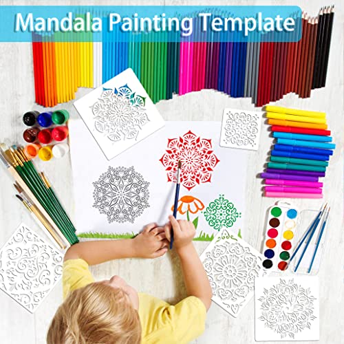 SUNFEEL 22Pack Mandala Craft Stencils – Mandala Templates 6 x 6 in and 3.5 x 3.5 in Reusable Painted Painting Stencils, for Painting On Wood and Canvas, DIY Crafts Andfurniture - style: A-Mandala