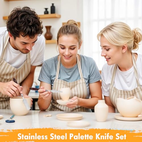 27 Pcs Palette Knife Set, Stainless Steel Painting Knife Set Wood Handle Palette Knives Paint Spatula Pallet Knives for Acrylic Paint Tools for Canvas Oil Painting Mixing and Texturing