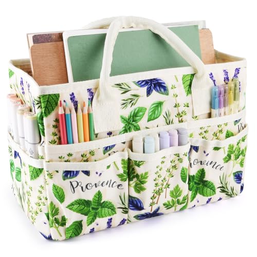 Craft Organizer Tote Bag with Multiple Pockets,Scrapbooking Art Storage | Portable Travel Containers for Caddy,Art and Craft Sewing Bag,Daily Use and Office Supplies Storage.Spearmint - color: Spearmint