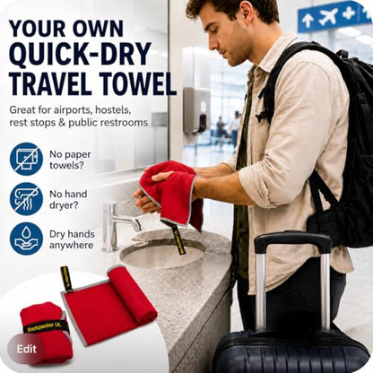Backpacking Ultralight Quick Dry Microfiber Soft Fast Drying Hand and Face Towel Wash Cloth Camping Yoga Hiking Active Lifestyle Small (Red, Small) - color: Red, size: Small