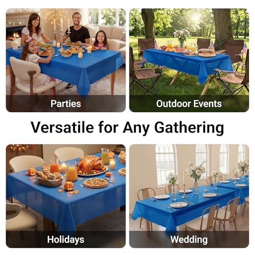 Auros 10-Pack Plastic Tablecloths, 54x108 Inch Disposable Table Covers, 8FT | Rectangle Waterproof & Throw Away Table Cloth, Easy Cleanup for Party, Wedding, Graduation, BBQ, Fits 6-8ft Tables, Sky Blue - color: Sky Blue, size: 54" X 108" Rectangle
