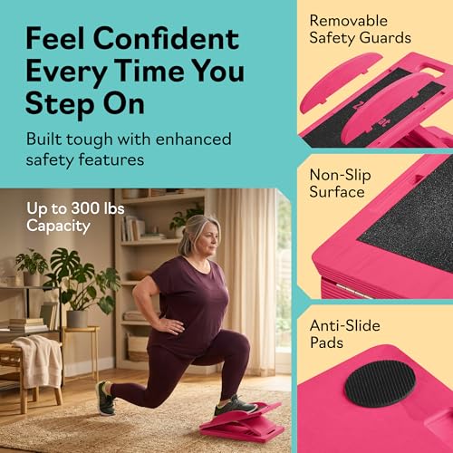 Slant Boards for Exercise, Wooden Slant Board, Calf Stretch Board with 7 Incline Angles, Velour Board, Balance Board & Calf Stretcher, Portable Incline Board for Physical Therapy, Ankle Mobility, Heel & Knees - color: Pink