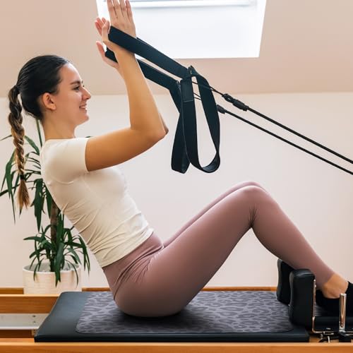 Pilates Reformer Mat-Fits Aeropilates, Allegro, Balanced Body, Merrithew Machines – Clean and Non Slip - color: Black Leopard Print