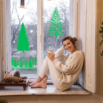 ORIGACH 14 Pcs Large Pine Tree Stencils for Painting, 11.8x6inch | Reusable Tree Painting Stencils for Fabric Canvas Window Furniture Home Decor - style: Pine Tree