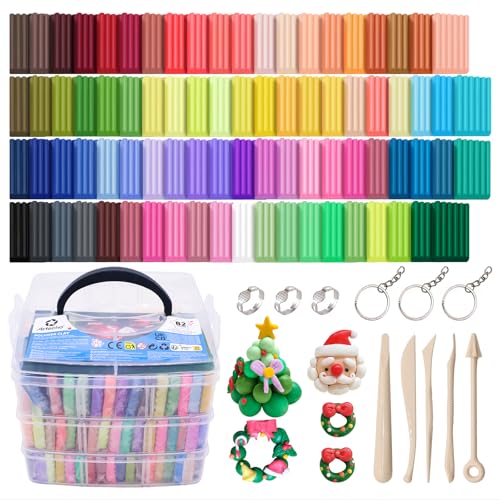 Artecho Polymer Clay Kit, 82 Colors Oven Bake Clay | Modeling Clay for Adults, DIY Sculpting Craft Clay Set with Sculpting Tools, Jewelry Accessories, Arts and Crafts Gifts - color: 82 colors