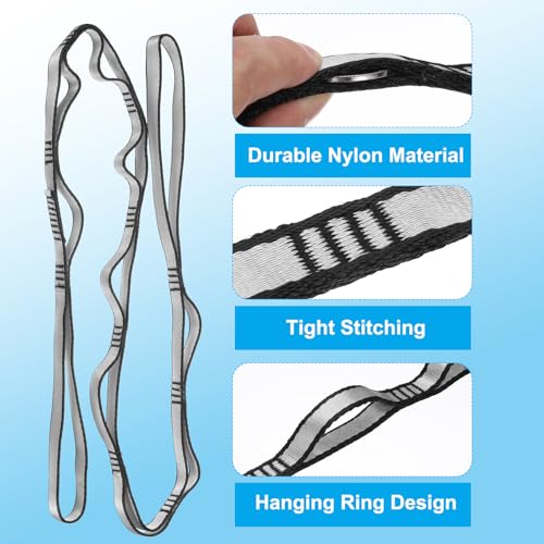 PATIKIL Daisy Chain Straps, Strong Climbing Strap Adjustable Nylon Chain Sling with Loops for Aerial Yoga Hammock Swing - color: Gray, size: 59 Inch
