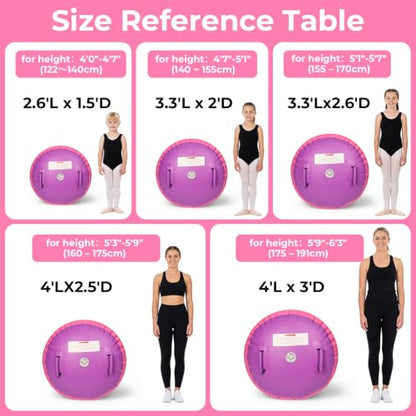 Gymnastics Air Barrel with Pump, Inflatable Back Handspring Trainer - color: Pink+Purple, size: 3.3'L x 2'D