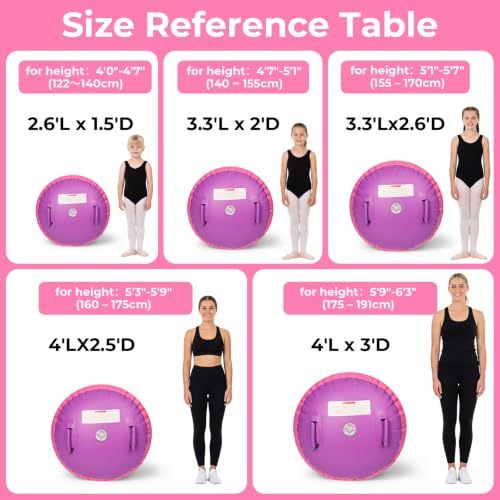 Gymnastics Air Barrel with Pump, Inflatable Back Handspring Trainer - color: Pink+Purple, size: 4'L x 2.5'D