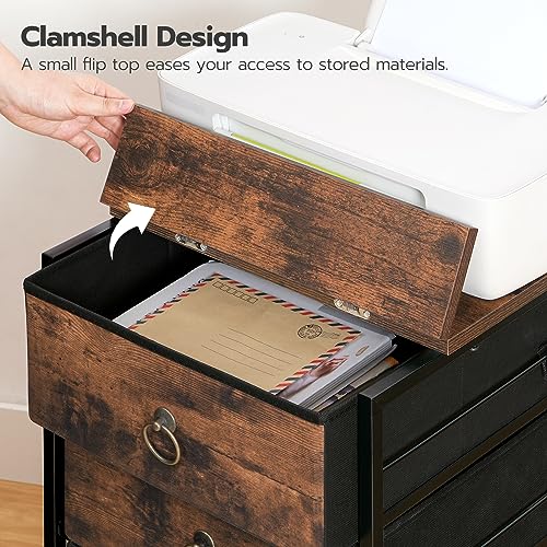 HOOBRO 3-Drawer Mobile File Cabinet, Vertical Filing Cabinet, Under Desk Cart with Drawers for Home Office, Rolling Printer Stand, A4/Letter-Sized, Fabric Drawer, Rustic Brown BF30WJ01 - color: Rustic Brown
