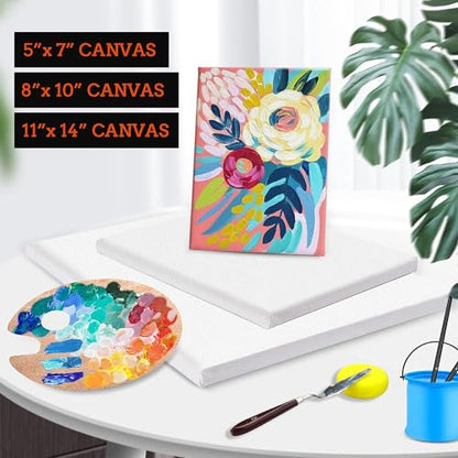 3 Pack Canvases for Painting with Multi Pack 11x14, 5x7, 8x10, Painting Canvas for Oil & Acrylic Paint - size: 3 Packs - 3 Sizes (1 of Each)