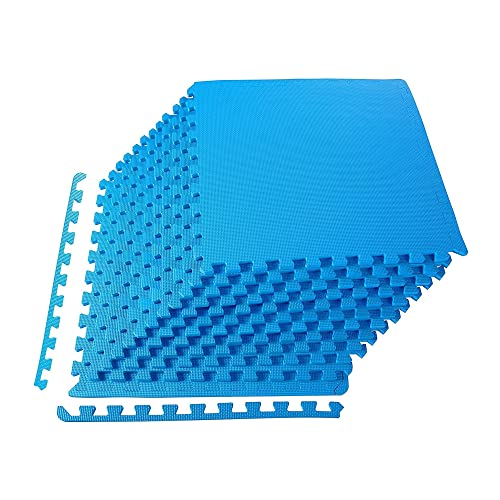 BalanceFrom Puzzle Exercise Mat 1/2" Thick, EVA Interlocking Foam Floor Tiles for Home Gym, Mat for Home Workout Equipment, Floor Padding for Kids, Blue, 24 in x 24 in x 1/2 in, 48 Sq Ft - 12 Tiles | Tiles for Home Gym, Mat for Home Workout Equipment, Flo