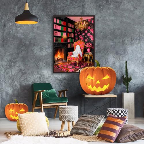 pchmcu DIY Ghost Paint by Numbers Kits for Adults,Paint by Number for Adults Beginner,Halloween Paint by Numbers Kits on Canvas Without Frame for Home Wall Decor 16x20inch - color: MT22981