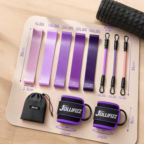 Ankle Resistance Bands with Cuffs &Booty Bands Set,Ankle Straps for Cable Machines for Leg,Booty,Glute,Hip,Butt,Workout Home Gym Equipment,Exercise Bands for Fitness,Yoga,Physical Therapy - color: Purple