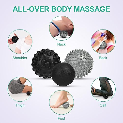 URAQT Spiky Massage Ball, 3 Pack Hard Spiky Massage Ball Roller Set, Professional Physical Therapy Massage Balls for Myofascial Release, Trigger Point Deep Tissue Massage, Plantar Fasciitis Recovery - color: 3pcs-b