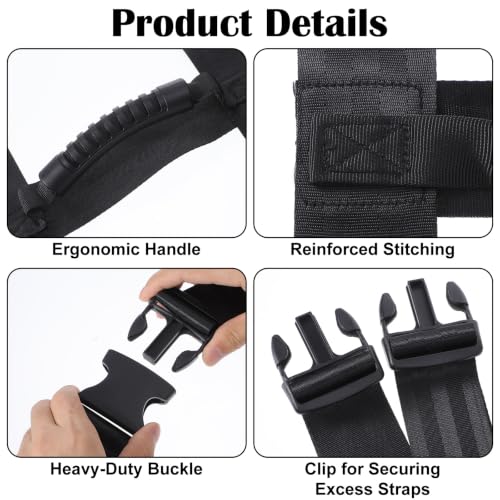 2Pcs 2 Size Black Carrying Strap with Handle, 63 inch 137.8 Inch | Adjustable Nylon Moving Belt for Yoga Mat Straps for Carrying Heavy-Duty H-Shaped Design Luggage Strap