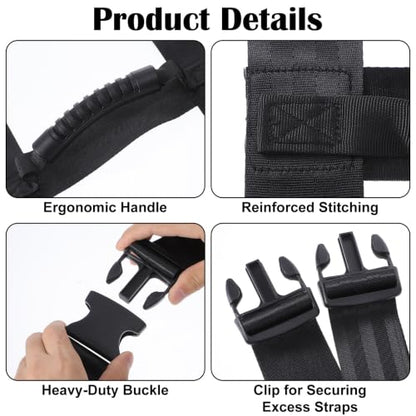 2Pcs 2 Size Black Carrying Strap with Handle, 63 inch 137.8 Inch | Adjustable Nylon Moving Belt for Yoga Mat Straps for Carrying Heavy-Duty H-Shaped Design Luggage Strap