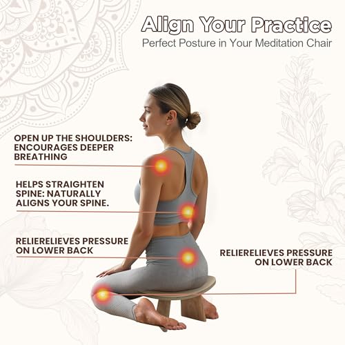 Ergonomic Wooden Meditation Bench for Seiza & Yoga Practice - Natural Portable Kneeling Seat for Travel & Prayer